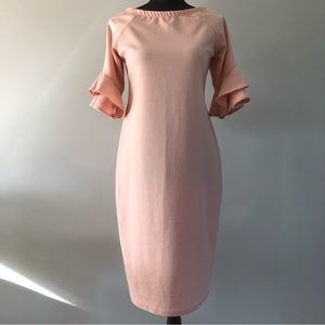 Women’s Pink Blush Layered Flounce sleeve fitted Maternity dress size S